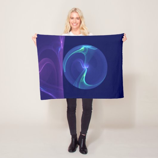 Lichtblauwe Paarse Droom Abstracte Fractale Kunst Fleece Deken (In situ)
