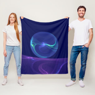 Lichtblauwe Paarse Droom Abstracte Fractale Kunst Fleece Deken