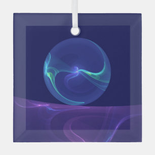 Lichtblauwe Paarse Droom Abstracte Fractale Kunst Glas Ornament