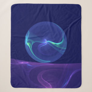 Lichtblauwe Paarse Droom Abstracte Fractale Kunst Sherpa Deken