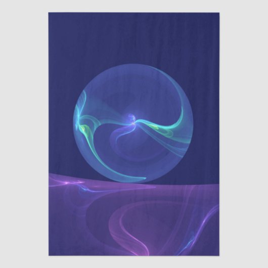 Lichtblauwe Paarse Droom Abstracte Fractale Kunst Tissuepapier (Voorkant)