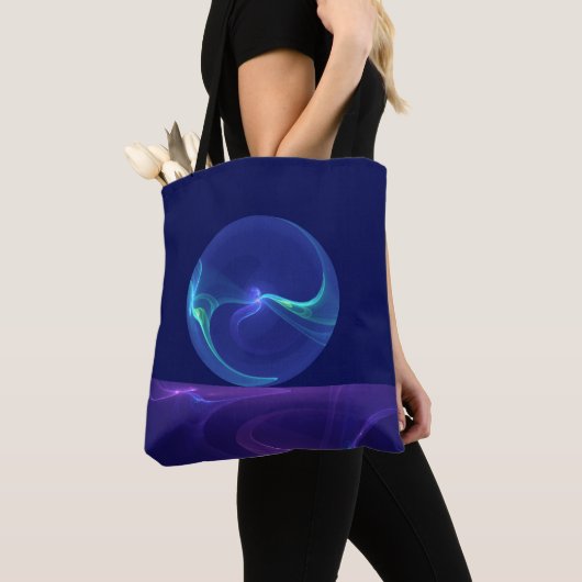 Lichtblauwe Paarse Droom Abstracte Fractale Kunst Tote Bag (Dichtbij)