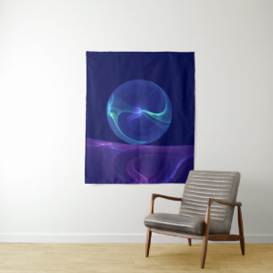 Lichtblauwe Paarse Droom Abstracte Fractale Kunst Wandkleed