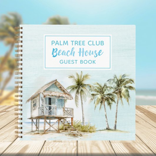 Lichtblauwe Palm Tree's Beach House Guest Book Notitieboek