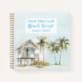 Lichtblauwe Palm Tree's Beach House Guest Book Notitieboek (Voorkant)