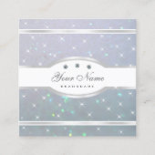 Lichtblauwe Parel Glitter Lichtgevende Sprankelend Vierkante Visitekaartje (Voorkant)