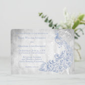 Lichtblauwe Pauwblad Winged Huwen Uitnodiging (Staand voorkant)