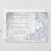 Lichtblauwe Pauwblad Winged Huwen Uitnodiging (Voorkant)