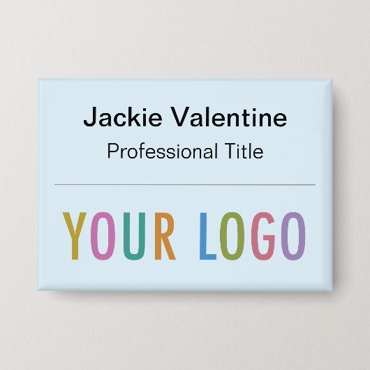 Lichtblauwe Pinback Badge Logo 3,5 inch Naam Butto Button (Voorkant)