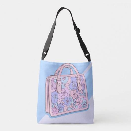 Lichtblauwe Pinky Cloud AI art Crossbody Tas (Achterkant)