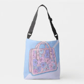 Lichtblauwe Pinky Cloud AI art Crossbody Tas (Voorkant)