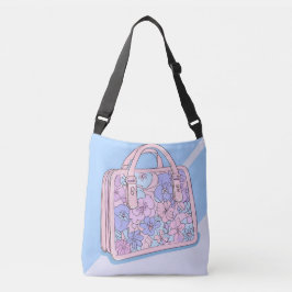 Lichtblauwe Pinky Cloud AI art Crossbody Tas