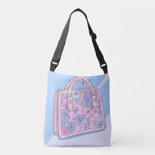 Lichtblauwe Pinky Cloud AI art Crossbody Tas (Voorkant)