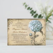 lichtblauwe pioen rustieke verlovingsfeest kaart (Staand voorkant)