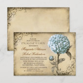 lichtblauwe pioen rustieke verlovingsfeest kaart (Voorkant / Achterkant)