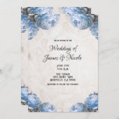 Lichtblauwe pioenbloemen  rustieke bruiloft kaart (Voorkant / Achterkant)