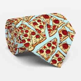 Lichtblauwe pizza Stropdas