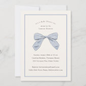 Lichtblauwe Plaid Bow Elegant Boy Baby shower Kaart (Voorkant)
