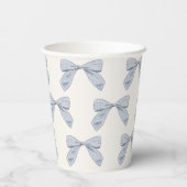 Lichtblauwe Plaid Bow Elegant Boy Baby shower Papieren Bekers (Achterkant)