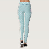Lichtblauwe Polka Dot en Bloempatroon Leggings (Achterkant)