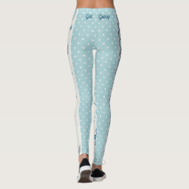 Lichtblauwe Polka Dot en Bloempatroon Leggings