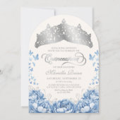 Lichtblauwe Prinses Kroon Tiara Quinceanera Kaart (Voorkant)