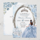 Lichtblauwe prinses Quinceanera uitnodiging (Voorkant / Achterkant)