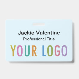 Lichtblauwe PVC Naam Badge met Clip Lanyard Reel