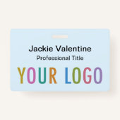 Lichtblauwe PVC Naam Badge met Clip Lanyard Reel (Voorkant)