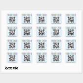 Lichtblauwe QR-code Stickers Business Logo Square (Vel)