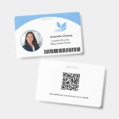 Lichtblauwe QR-streepjescode Personeelsfoto ID Badge (Voor- en achterkant)