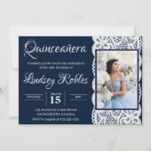 lichtblauwe quinceanera Fotouitnodigingen Kaart (Voorkant)