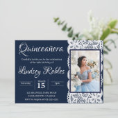 lichtblauwe quinceanera Fotouitnodigingen Kaart (Staand voorkant)