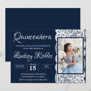 lichtblauwe quinceanera Fotouitnodigingen Kaart