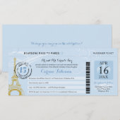 Lichtblauwe Quinceanera instapkaart naar Parijs Kaart (Voorkant / Achterkant)