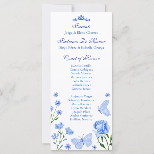 Lichtblauwe Quinceañera Orde van Evenementen Progr (Achterkant)