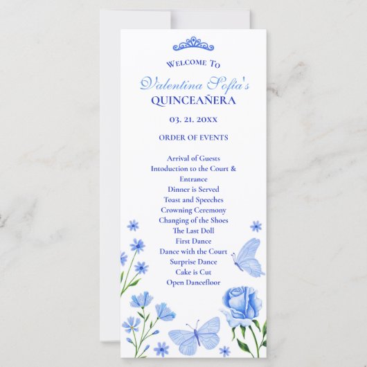 Lichtblauwe Quinceañera Orde van Evenementen Progr (Voorkant)