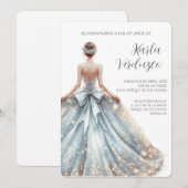 Lichtblauwe quinceañera uitnodiging (Voorkant / Achterkant)