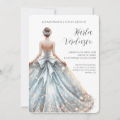 Lichtblauwe quinceañera uitnodiging (Voorkant)