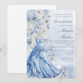 Lichtblauwe quinceañera uitnodiging (Voorkant / Achterkant)