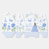 Lichtblauwe Quinceañera Vlinder en Rozen Bloemen Bedankdoosjes (Ongevouwen)