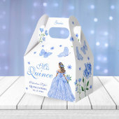 Lichtblauwe Quinceañera Vlinder en Rozen Bloemen Bedankdoosjes