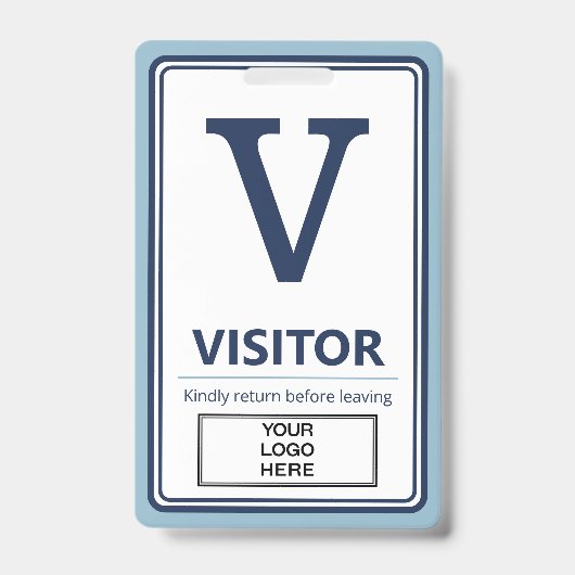 Lichtblauwe rand zakelijk logo bezoeker badge (Voorzijde)