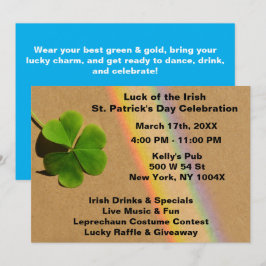 Lichtblauwe regenboog St. Patrick's Day uitnodigin Kaart