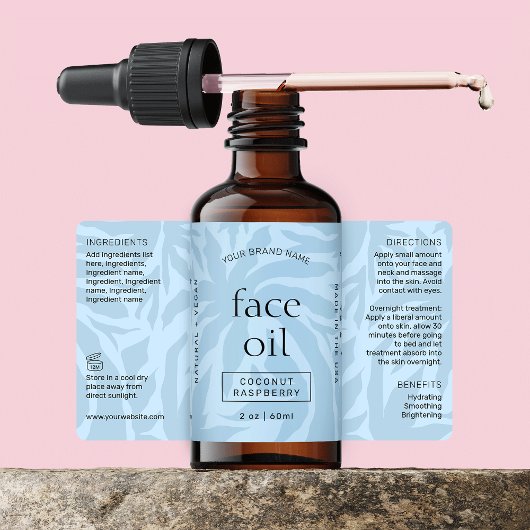 Lichtblauwe reiniger 2 OZ huidverzorging flesetike Etiket