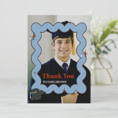 Lichtblauwe retro kronkelende golvende foto dank u bedankkaart (Staand voorkant)