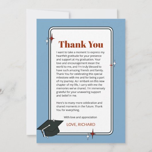 Lichtblauwe retro kronkelende golvende foto dank u bedankkaart (Achterkant)