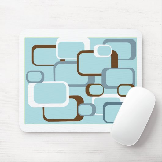 Lichtblauwe retro squares muismat (Met muis)