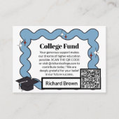 Lichtblauwe retro squiggle college Fund afstuderen Informatiekaartje (Voorkant)