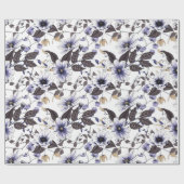 Lichtblauwe rode bloemen naadloos patroon cadeaupapier (Vlak)